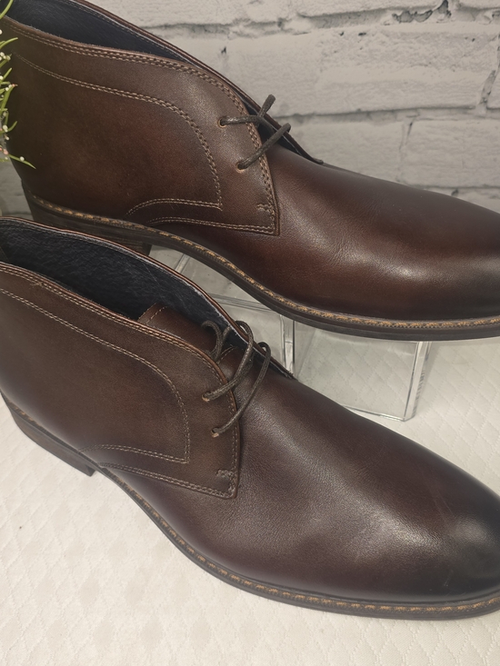 MORETTI BLACK LABEL BROWN LEATHER CHUKKA BOOTS LACE UP MENS 9D main image 4